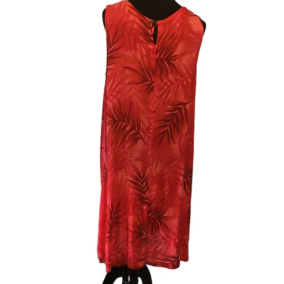 Vtg. Hibiscus Collection Hawaii Tropical palm leaves red sleeveless dress OS - Picture 5 of 11